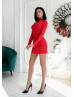 Jersey Cutout Back Mini Party Dress With Rhinestone Fringe Trim